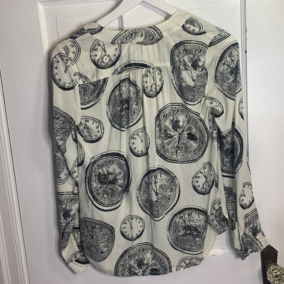 Anthropologie 27 of 52 Conversations Bohemian Clock Print Top Blouse W-276 Sz 0 - Picture 11 of 11